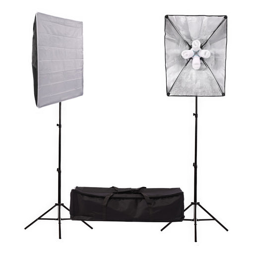 Fluorescent 680W Softbox Four Head Light Kit - Broadcast Lighting